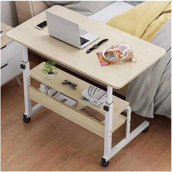 Portable Adjustable Mobile Laptop Desk xp8040 80x40CM or Table Sofa Side Laptop  Desk PC Stand Height Adjustable Portable and Sturdy Wheels Side Table for Home Office Living Room Bedroom