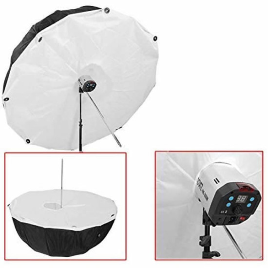 130 cm Parabolic Umbrella Softbox Studio photo Reflector Umbrella Oftbox Umbrella Black and Silver with Front Diffuser