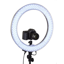 18 INCHES RING LIGHT WITH BATERY SPACE MIRROR, STAND, PHONE HOLDER & DSLR CAMERA HOLDER (BATTERIES ARE OPTIONAL)