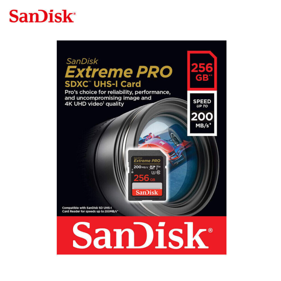 SanDisk 256GB 256G Extreme PRO SD SDXC Card 200MB/s Class 10 UHS-1 U3 4K Memory Card