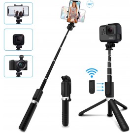 4 In 1 Extendable Tripod For Mobile Phone And Action Camera With Wireless Remote Shutter 360° Phone Holder