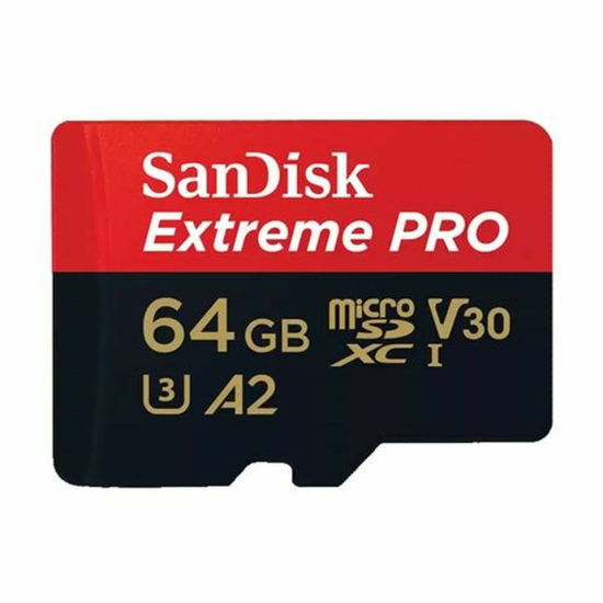 SanDisk 64GB Extreme PRO microSDXC Card + SD Adapter + RescuePro Deluxe, up to 200 MB/s, with A2 App Performance, for Smartphones, Action Cameras or Drones UHS-I Class 10 U3 V30 