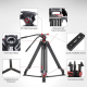 FVT-901G 79 Inch Heavy Duty Professional Camera Tripod Video Tripod with 360 Degree Fluid Head