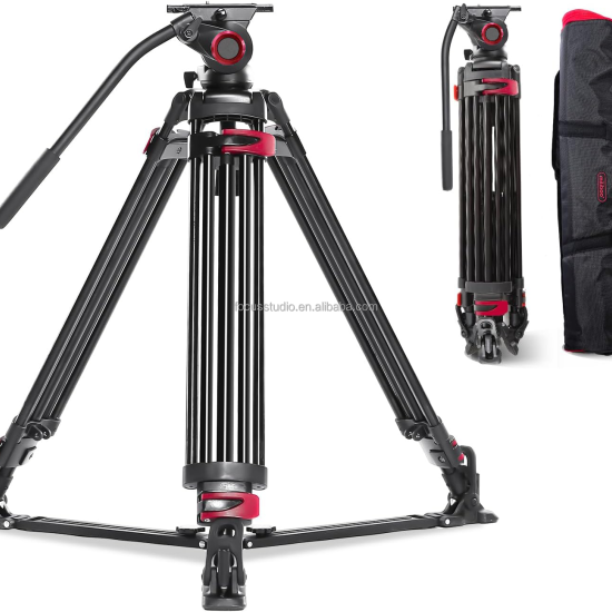 FVT-901G 79 Inch Heavy Duty Professional Camera Tripod Video Tripod with 360 Degree Fluid Head