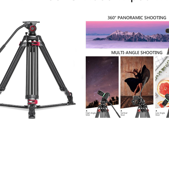 FVT-901G 79 Inch Heavy Duty Professional Camera Tripod Video Tripod with 360 Degree Fluid Head