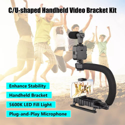 Video Making Handheld Stabilizer Kit Camera Gimbal for Outdoor Videography Portable Video Camera Accessories C Shape Stabilizer for DSLR Mobile Phones DV