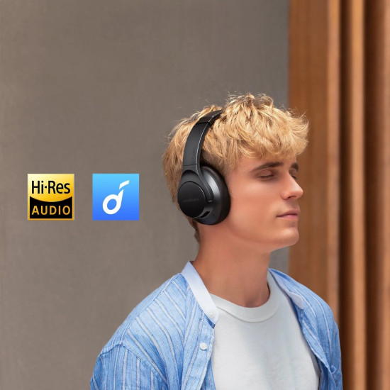 Soundcore by Anker Life Q20+ Active Noise Cancelling Headphones, 40H Playtime, Hi-Res Audio, Soundcore App, Connect to 2 Devices, Memory Foam Earcups, Bluetooth Headphones for Travel, Home Office