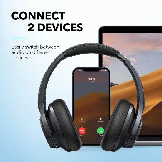 Soundcore by Anker Life Q20+ Active Noise Cancelling Headphones, 40H Playtime, Hi-Res Audio, Soundcore App, Connect to 2 Devices, Memory Foam Earcups, Bluetooth Headphones for Travel, Home Office