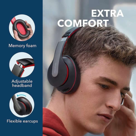 Anker Soundcore Life Q10 Wireless Bluetooth Headphones, Over Ear, Foldable, Hi-Res Certified Sound, 60-Hour Playtime, Fast USB-C Charging, Deep Bass, Aux Input, For Travel, Online Class, Home Office