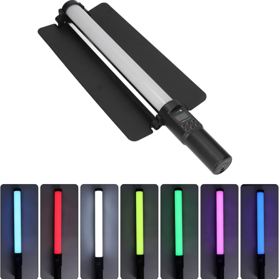 BD-BO2D RGB LED Light Stick Portable Handheld  Rechargeable RGB LED Light with Barn Door & Remote Control with Multi Effects and Lighting color 