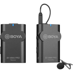 BOYA BY-WM4 Pro Wireless Lavalier Microphone System 2.4G Clip-on Interview Podcast Microphone for Smartphone DSLR Camera Camcorder PC Tiktok Youtube Vlog Recording Microphone