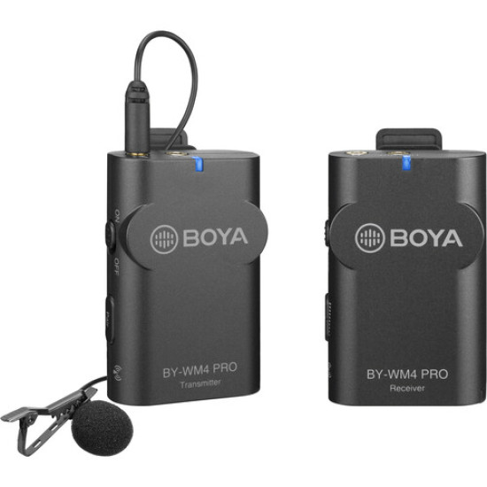 BOYA BY-WM4 Pro Wireless Lavalier Microphone System 2.4G Clip-on Interview Podcast Microphone for Smartphone DSLR Camera Camcorder PC Tiktok Youtube Vlog Recording Microphone