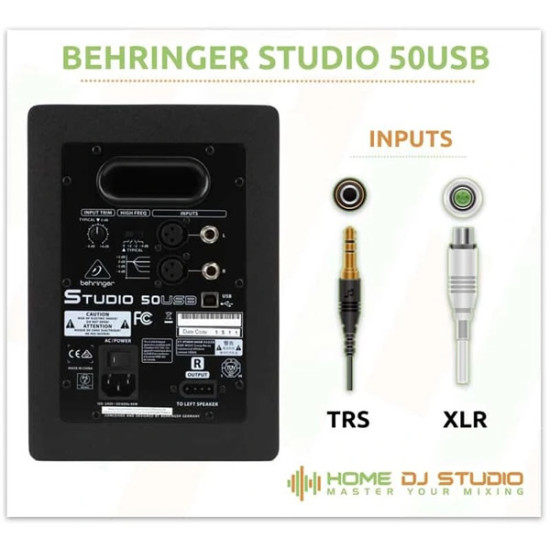 Behringer 50USB Studio 150W Bi-Amped Reference Studio Monitor Speakers with USB Input