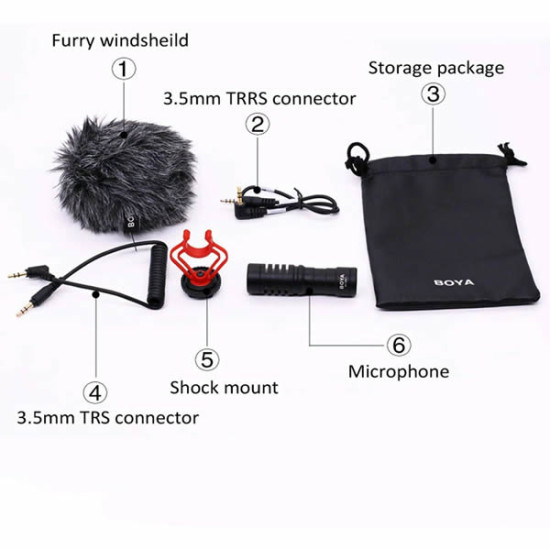 Boya By-MM1 Compact On Camera Shotgun Video Microphone YouTube Vlogging Facebook Livestream Recording Mic For iPhone Huawei Smartphone DJI Osmo Mobile Plus, For Canon Nikon Sony DSLR Cameras 