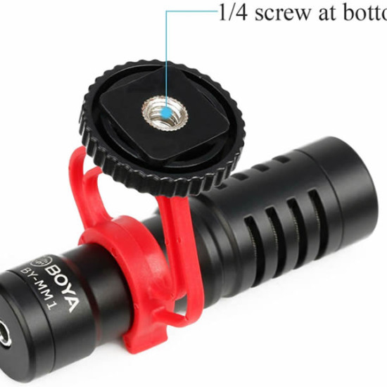 Boya By-MM1 Compact On Camera Shotgun Video Microphone YouTube Vlogging Facebook Livestream Recording Mic For iPhone Huawei Smartphone DJI Osmo Mobile Plus, For Canon Nikon Sony DSLR Cameras 