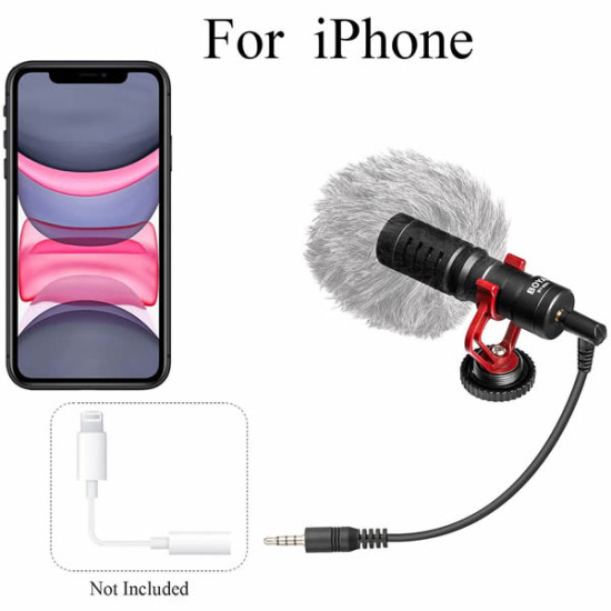 Boya By-MM1 Compact On Camera Shotgun Video Microphone YouTube Vlogging Facebook Livestream Recording Mic For iPhone Huawei Smartphone DJI Osmo Mobile Plus, For Canon Nikon Sony DSLR Cameras 