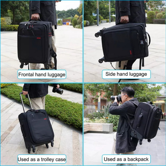 Caden K10 professional waterproof polyester   anti theft camera trolley backpack bag with wheels