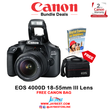 CANON EOS 4000D DSLR CAMERA + FREE BAG AND EBOOK (BUNDLE DEAL)