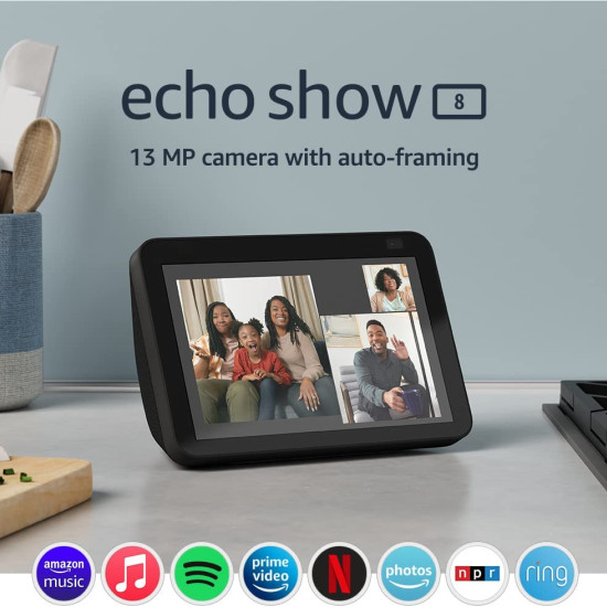 Echo Show 8 (2nd Gen) | HD smart display with Alexa and 13 MP camera | Charcoal