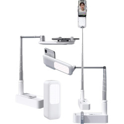 Foldable Video Recording Phone Holder,Rechargebale LED Light Stand and Remote, Retractable 51 inch Portable Multifunction Holder for Video Recording, Live Streaming,