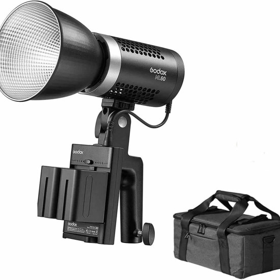 Godox ML60BI, 60W Handheld LED Video Light, 69000LUX@0.5m, CRI96+ TLCI 97+, 16 Groups 32 Channels 99IDs, Ultra Quiet Fan, Support NP-F970 Battery, 8 Preset Lighting FX Effects, W/LAOFAS Color Filters