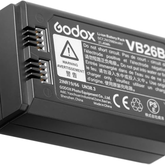 Godox VB26 VB26A 7.2V 2600MAh Battery for Godox V1 C/N/S/F/O/P Round Flash and Godox V860iii S/N/C/F/O/P Flash V850III AD100Pro