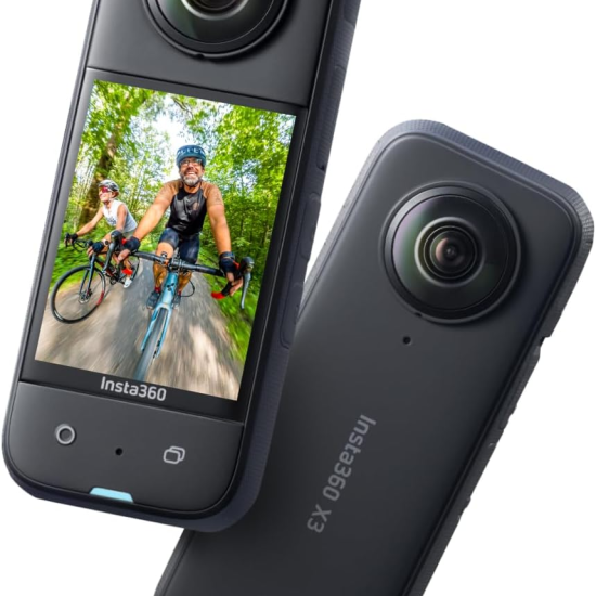 Insta360 X3 - Waterproof 360 Action Camera with 1/2" 48MP Sensors, 5.7K 360 Active HDR Video, 72MP 360 Photo, 4K Single-Lens, 60fps Me Mode