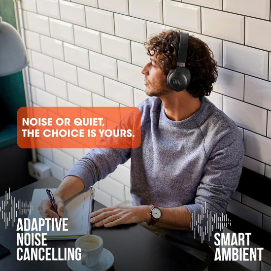 JBL Live 660NC - Wireless Over-Ear Noise Cancelling Headphones with Long Lasting Battery and Voice Assistant - Black, Medium Style:Headphones