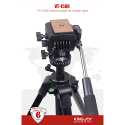 KINGJOY VT-1500 Heavy Duty Camera Tripod Travel Tripod Aluminum Compatible for DSLR SLR Nikon Canon Sony Camcorder DV with Carry Bag