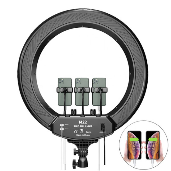 22inch Ring Light M22 LED soft ring light with stand/ring lamp for makeup Light size: 56cm /22-inch Diameter Light color: white light, warm light, soft light (Stand not included)