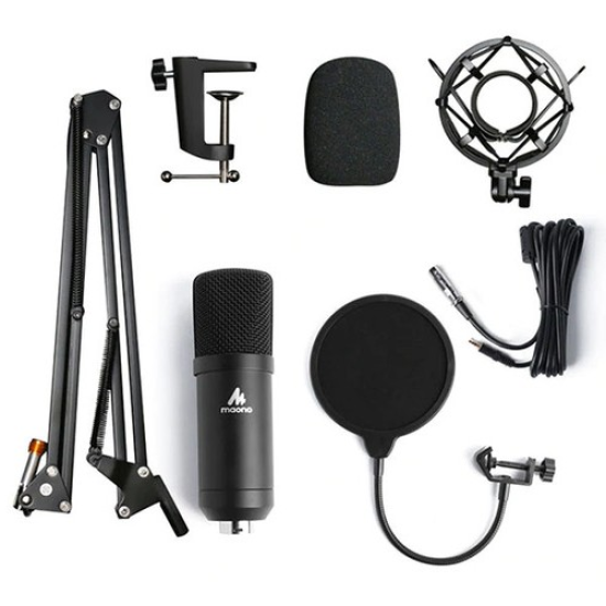 MAONO Au-A03 Condenser XLR Microphone Kit Podcast Mic with Boom Arm XLR Microphone Stand 