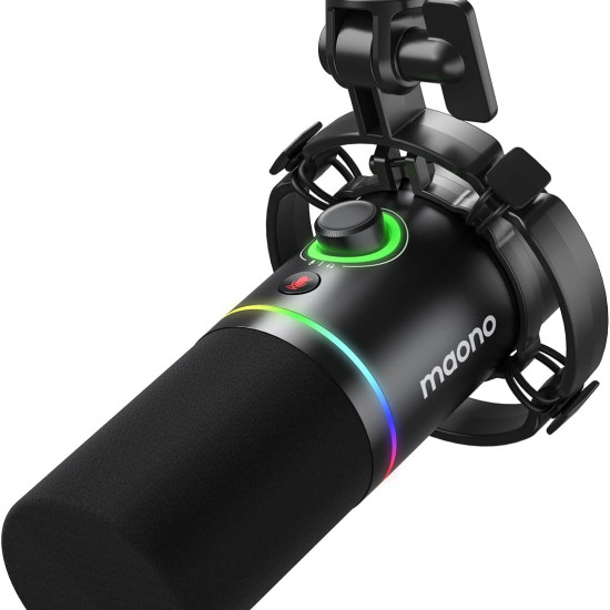 MAONO PD200X XLR & USB Dynamic Microphone, RGB Podcast Mic with Software for Streaming, Gaming, Recording, Voice-Over, Metal Microphone with Mute, Headphone Jack, Gain Knob & Volume Control-PD200X 