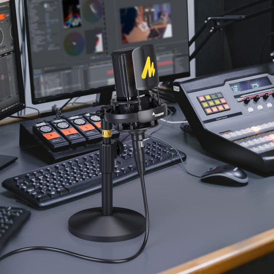 MAONO PM500 XLR Condenser Microphone with 34mm Large Diaphragm, Professional Cardioid Studio Mic for Podcasting, Recording, Streaming, Vocals, Voice Over, Music, ASMR()