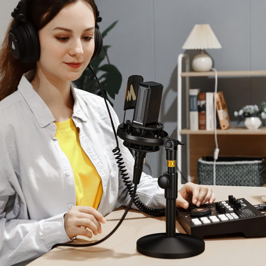 MAONO PM500 XLR Condenser Microphone with 34mm Large Diaphragm, Professional Cardioid Studio Mic for Podcasting, Recording, Streaming, Vocals, Voice Over, Music, ASMR()