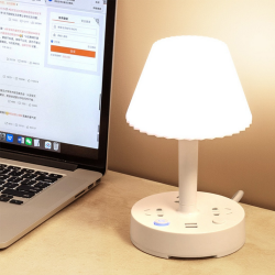 Portable Bedside Table Lamp Phone Bracket Multi-functional Dual USB Ports Three AC Outlet Desk Lamps