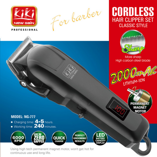 NEWGAIN rechargeable Professional Hair Clipper,  Hair Trimmer 2000 mAh Lithium battery NG-777