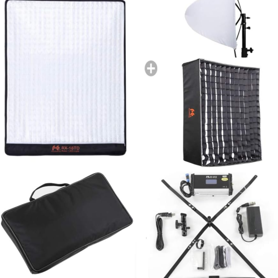 Falcon Eyes RX-18TD Flexible Led Video Panel Light 100W Adjustable 3000K-5600K Led Photo Lighting with Honeycomb Grid Softbox Diffuser