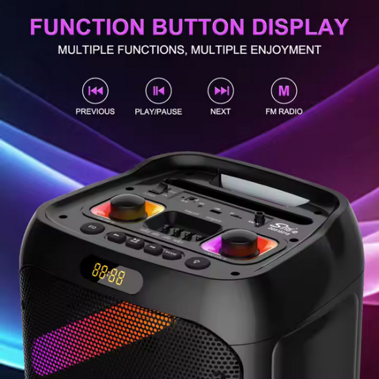 SING-E ZQS10210 Portable Party Outdoor Speaker with Dual Microphone Bluetooth Subwoofer with LED Light 