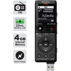 Sony ICD-UX570F Light Weight Voice Recorder, with 20hours Battery Life, 4GB Built-In Memory