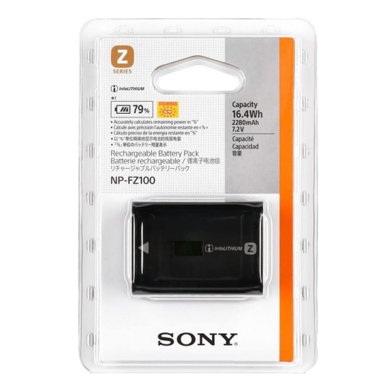 Sony NP FZ100 Z-series Rechargeable Battery Pack for Alpha A7 III, A7R III, A9 Digital Cameras black