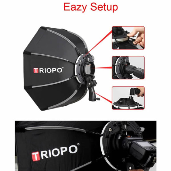 Triopo 90cm / 35" Octagon Softbox for Speedlight Flash with Portable Grip for Studio Strobe Equipment Photography