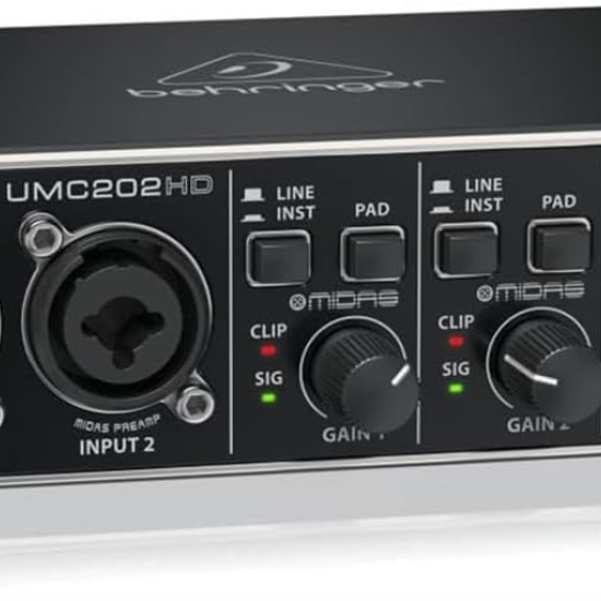 Behringer U-PHORIA UMC202HD Audiophile 2x2, 24-Bit/192 kHz USB Audio Interface with Midas Mic Preamplifiers 