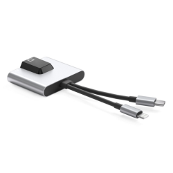  VR-1056Pro 3 in 1 8 Pin + USB-C / Type-C Male to 8 Pin Charging + Ethernet + 3.5mm Earphone Female Adapter