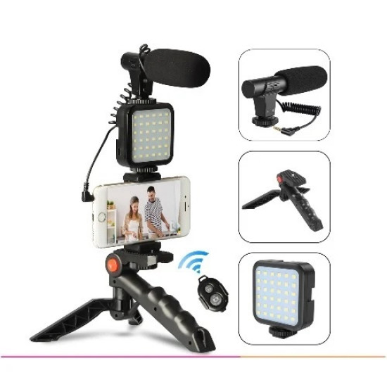 Vlogging Kit For Mobile Phone & Digital Cameras With Microphone For Filming