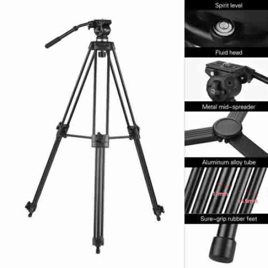 Weifeng WF-717 1.8m Professional Heavy Duty Video Camcorder Tripod With Fluid Head WF717