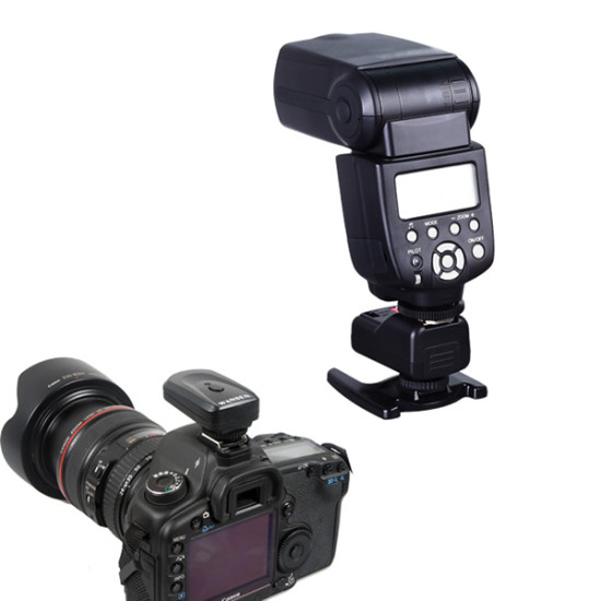 Wansen PT-16NE 16 Channels Wireless Speedlite Flash Trigger with Umbrella Holder+ 2X Receiver for Canon Nikon Pentax Olympus