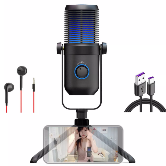 Xpro XPM-MK02 3 Levels Noise Canceling Variable Directivity USB condenser Microphone for Live Streaming Podcast