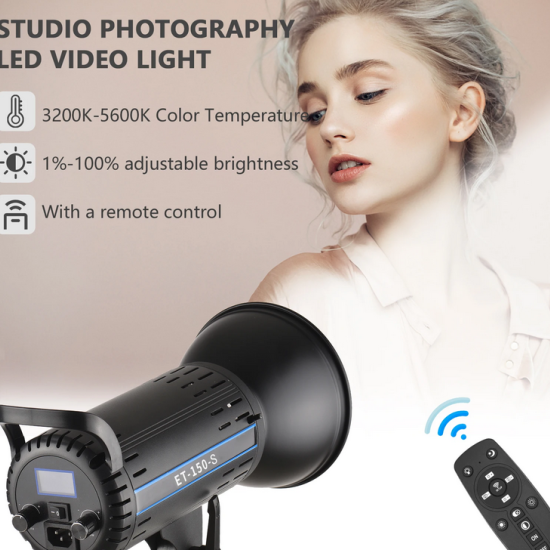 XPRO 150W Studio LED Continuous Video Light 3200K-5600K CRI 95+ Reflector Remote Control for Photography Video Record