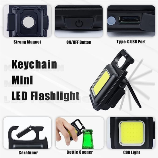 XPRO KL12 Multifunctional Outdoor Portable USB COB Work Light Inspection Light Camping Mini Led Flashlight Cob Rechargeable Keychain Light