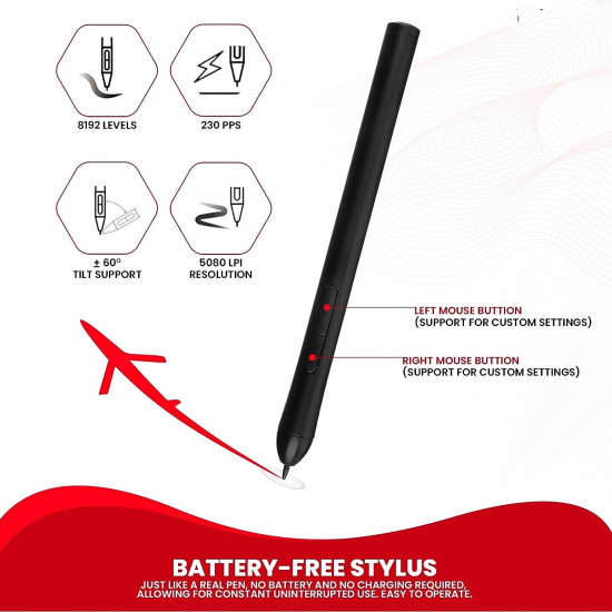 XPRO XP9620 Graphic Or Drawing Tablet (8.4 x 5.6 inch) Battery Free, 6 Nibs,8192 Levels of Pressure Sensitivity Graphics Drawing Tablet Compatible with Windows & Mac & Android OS